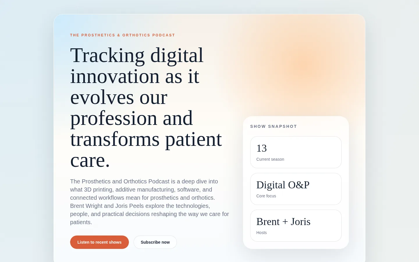 The Prosthetics and Orthotics Podcast episode website